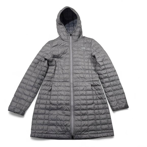 The North Face Thermoball Eco Parka Puffer Coat Womens Medium Gray Hood Jacket - Picture 1 of 14